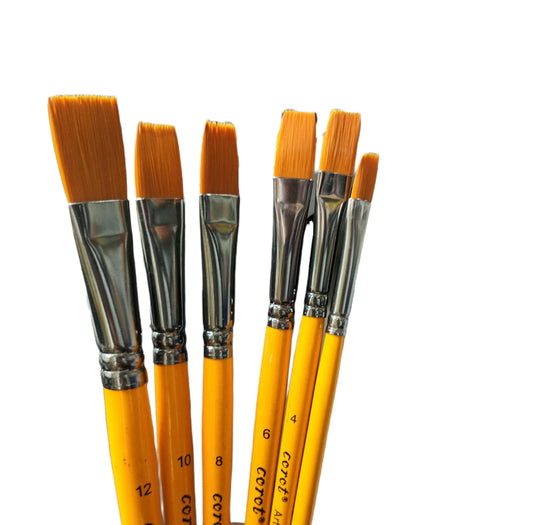 Corot Flat Paint Brush Set || طقم فرش رسم كوروت مشطوفة