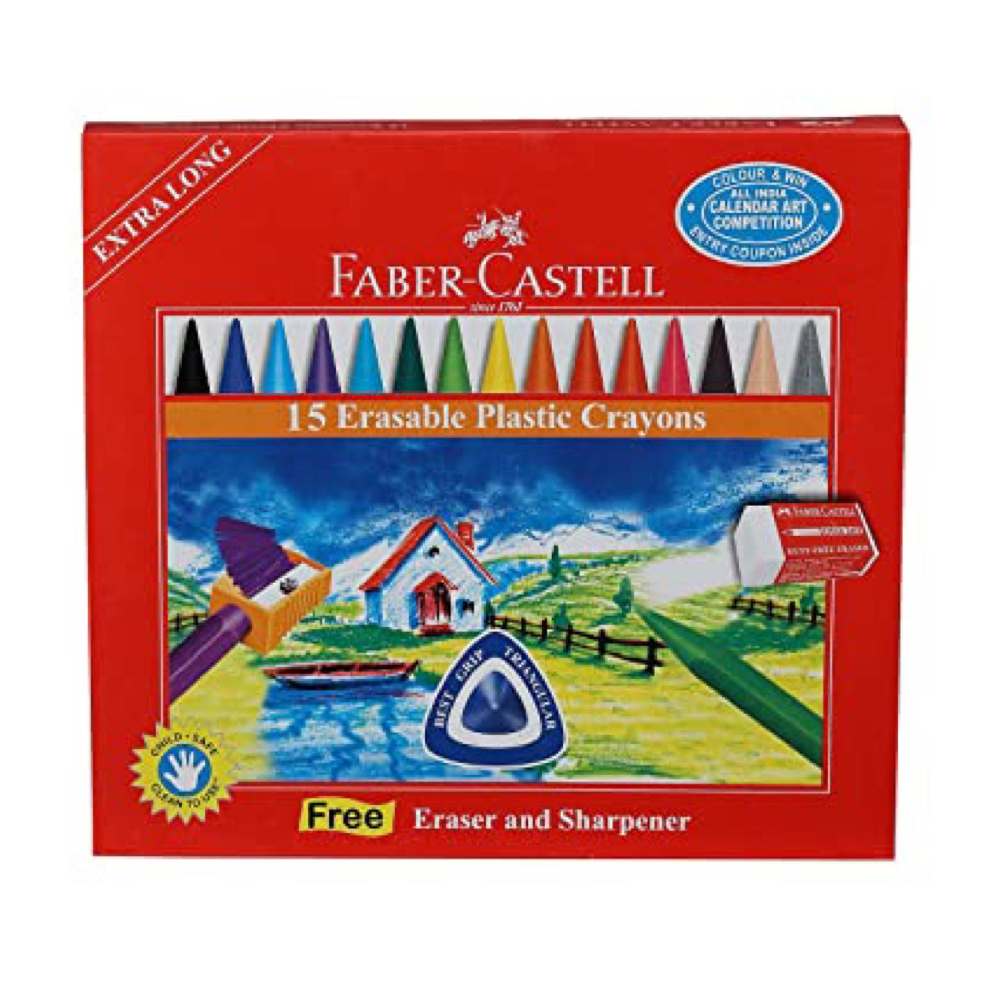 Faber Castell 15 Long Colored Crayons || الوان شمعيه فيبر كاستل 15 لون