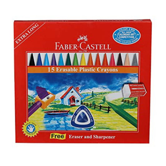 Faber Castell 15 Long Colored Crayons || الوان شمعيه فيبر كاستل 15 لون