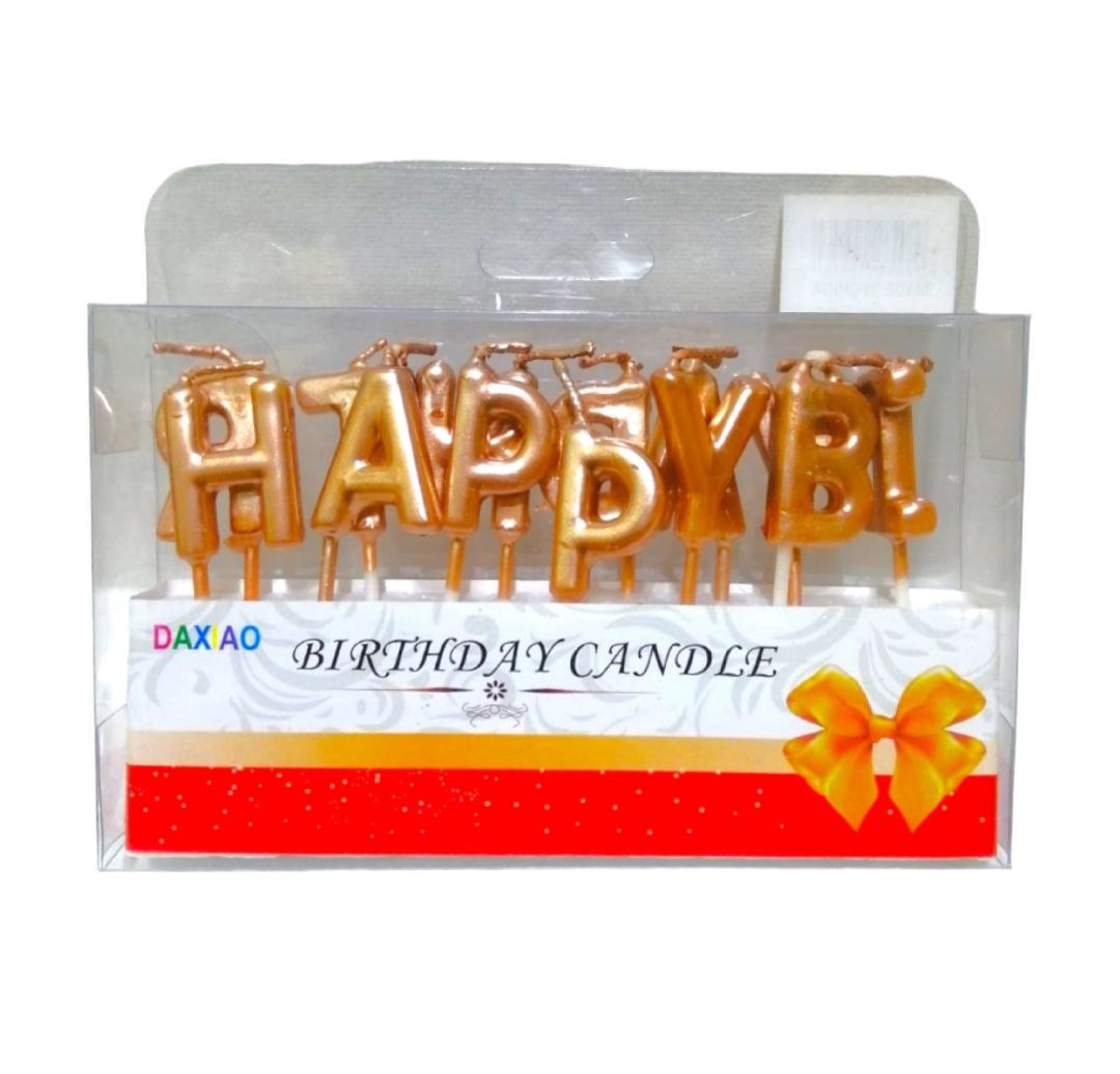 Happy Birthday Candle Set || مجموعه شموع اعياد ميلاد باحرف هابي بيرثدي ذهبي