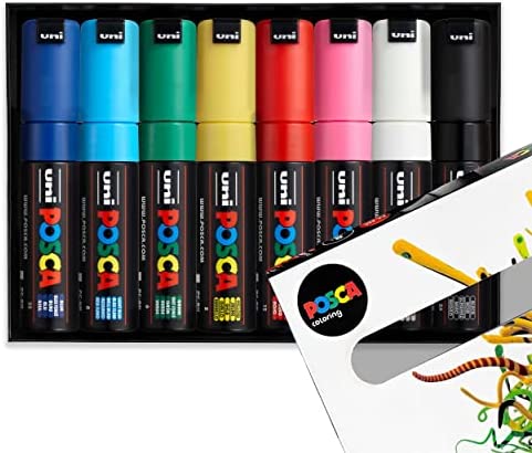 Posca Marker PC-8K Set of 8 Colors || الوان بوسكا اليابانية ٨ لون راس عريض