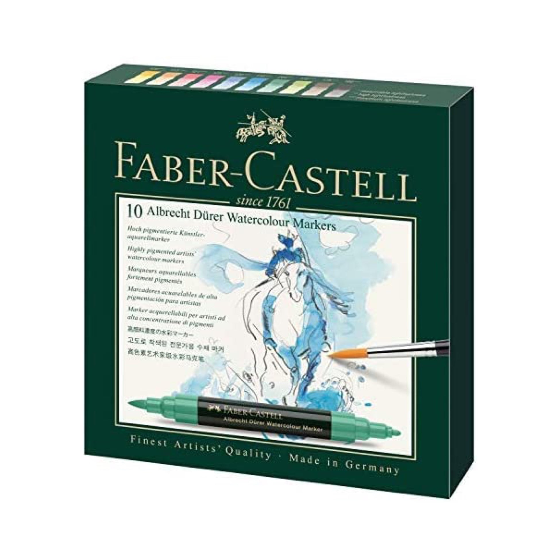 Faber Castell Albrecht Dürer Watercolor Markers Gift Box of 10 ||   مجموعه اقلام تلوين فيبر كاستل البرت ديورر واتركلر ماركر 10 الوان
