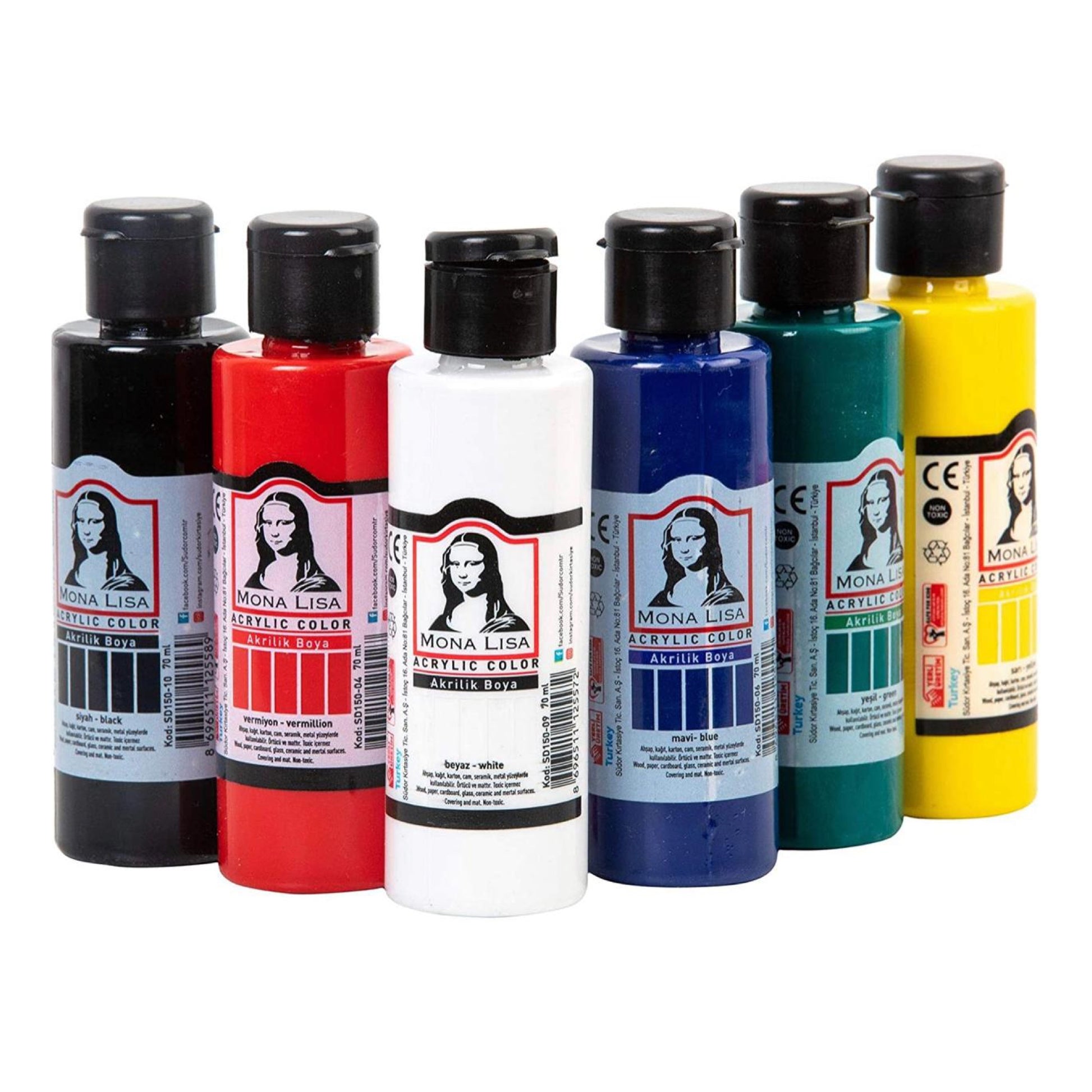 6 Basic Color Acrylic Set 70 ml Mona Lisa Sudor