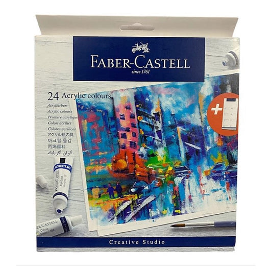 Faber Castell Creative Studio Acrylic Colours 24 || الوان اكريلك فيبر كاستل 24 لون + لوحه مزج ورقيه