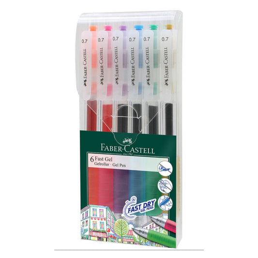 Faber Castell 6 Fast Gel Pen Set || اقلام حبر جل ٦ لون فيبر كاستل