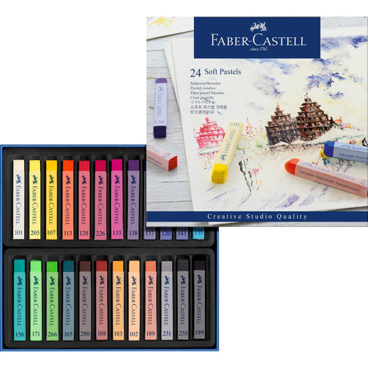 Faber Castell Soft Pastels 24 Colors || الوان باستيل ناعمه فيبر كاستل ٢٤ لون
