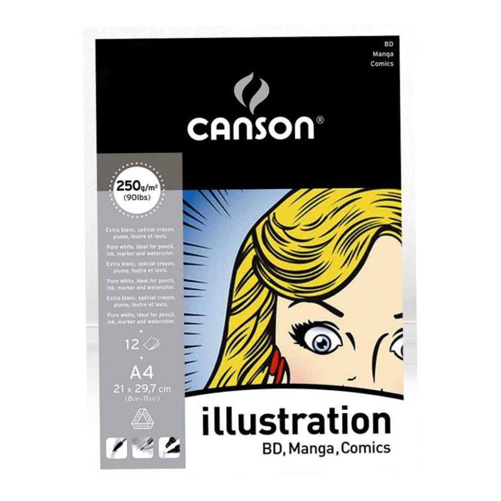 Canson ® Illustration 250 gm A4 || كراسة رسم كانسون ابيض انيميشن 250 جرام حجم اي فور