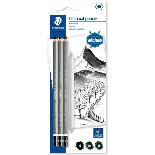 Staedtler Charcoal Pencils Pack of 3 || اقلام فحم ستدلر باكيت ٣ حبات