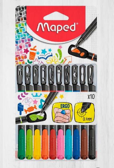Maped 10 Colors Fineliner Ergo || اقلام حبر ضعيفة مابد ١٠ لون
