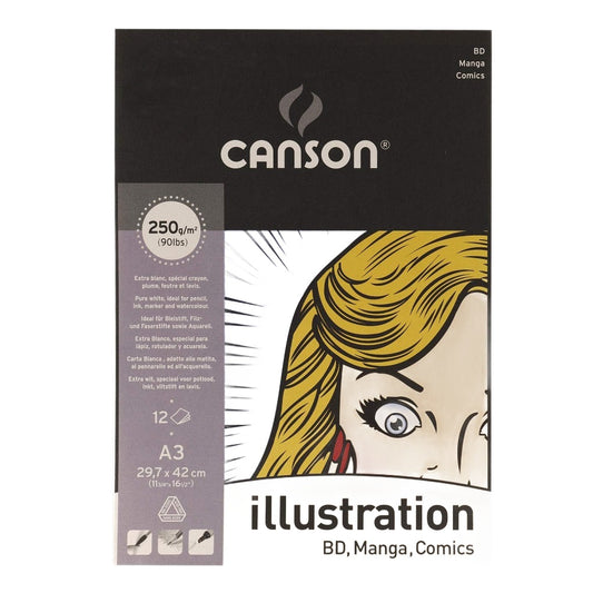 Canson ® Illustration 250 gm A3|| كراسة رسم كانسون ابيض انيميشن 250 جرام حجم اي ثري⁩
