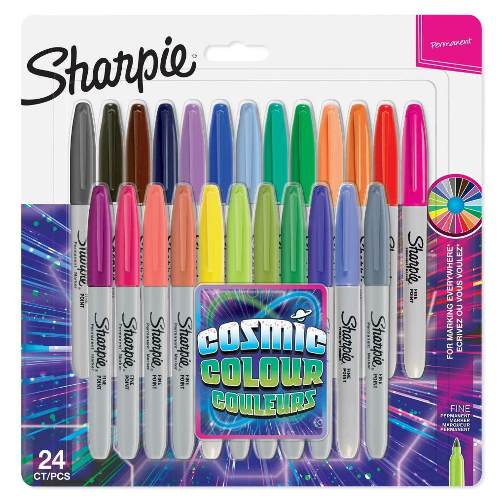 Sharpie Permanent Markers, Fine Point, Cosmic 24 Colour,|| الوان شاربي ماركر الامريكيه 24 لون