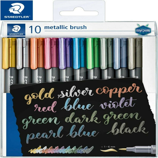 Staedtler Metallic Brush Pens 10 || الوان ميتاليك راس فرشاه ستدلر