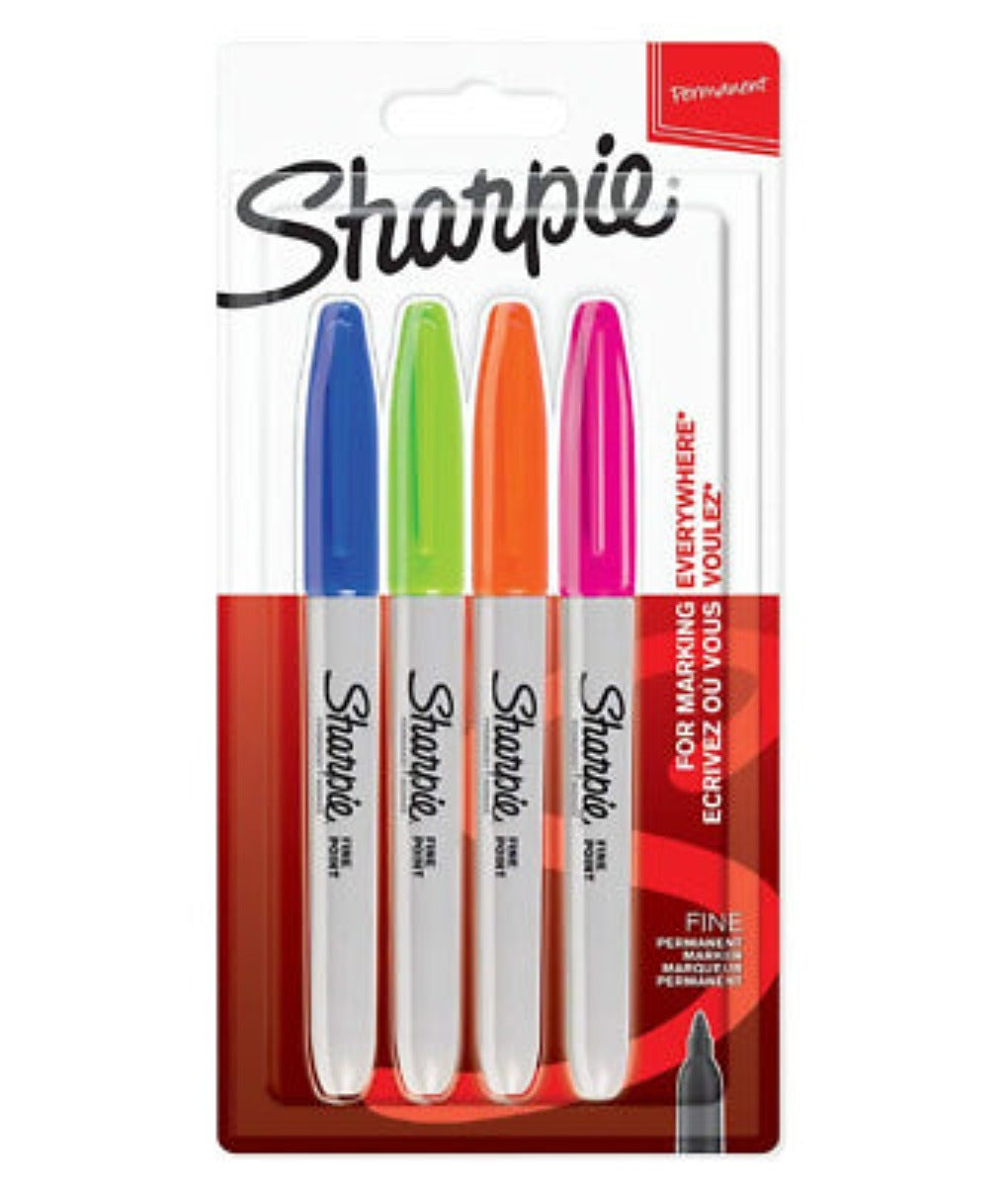 Sharpie Fine Point Permanent Markers 4 Colors Deep || الوان ماركر الثابته من شاربي 4 لون غامق