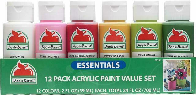 Apple Barrel 12 Essential Multicolors Matte Finish Craft Acrylic Paint